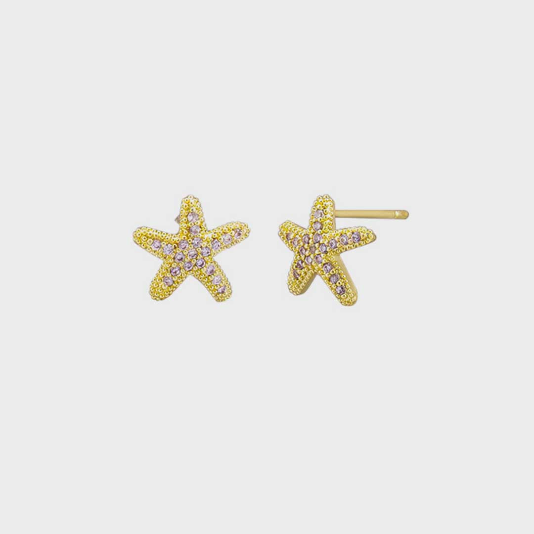 Starfish Studs | Crystal Gold