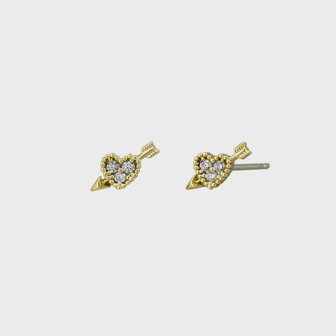Arrow Heart Studs | Gold