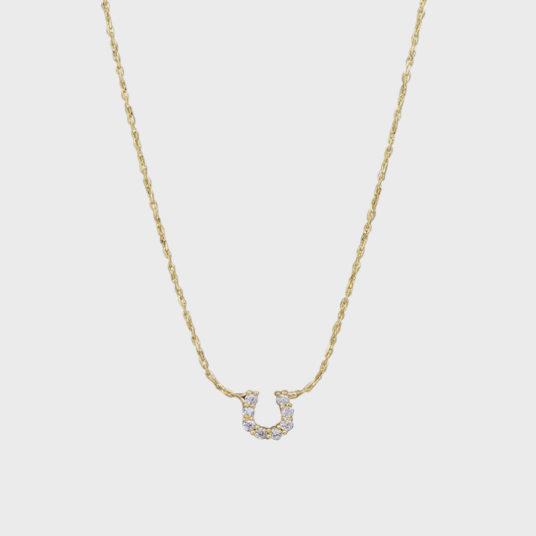 Crystal Horse Shoe Necklace | Gold