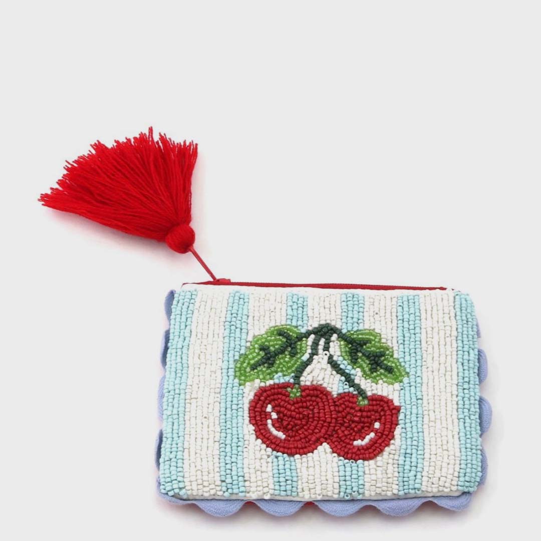 Beaded Coin Purse | Cherry Stripes