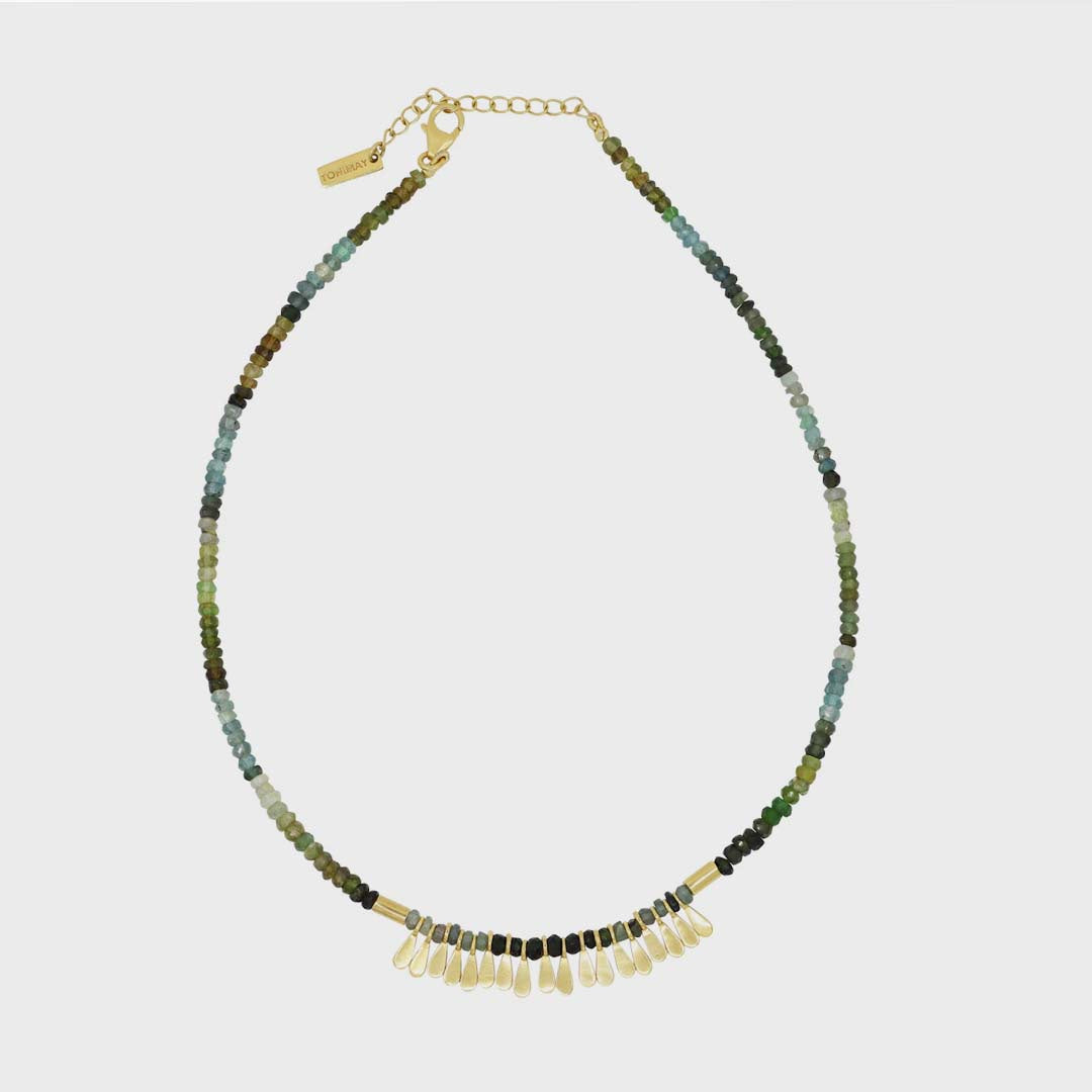 FLORA TOURMALINE GOLD TASSEL NECKLACE