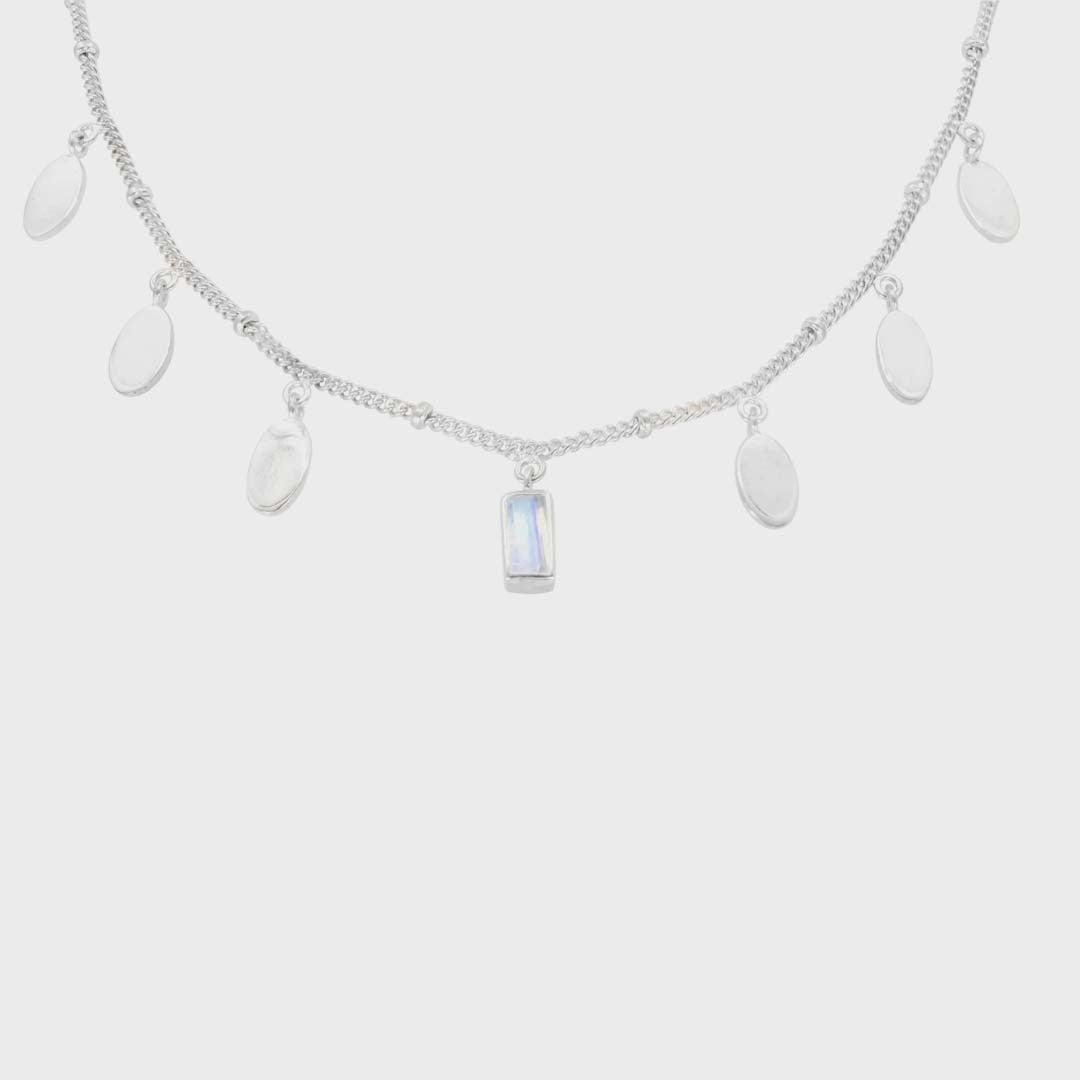 PETAL MOONSTONE SILVER NECKLACE