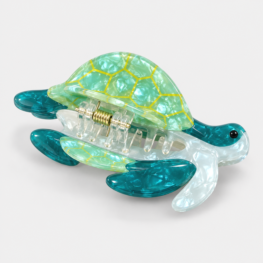 Tortoise Green Hair Clip – alternate angle