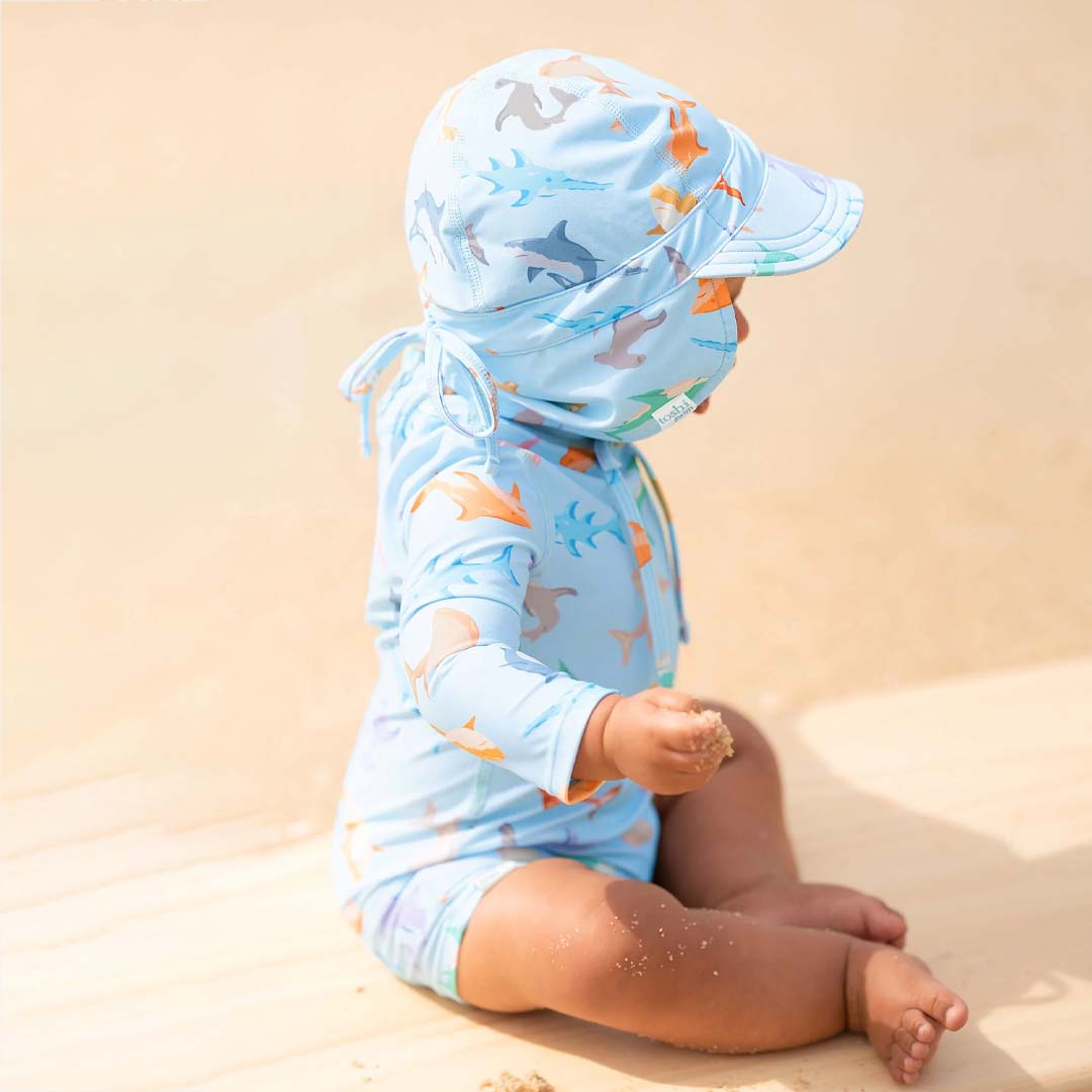 LONG SLEEVE SWIM ONESIE | SHARKY