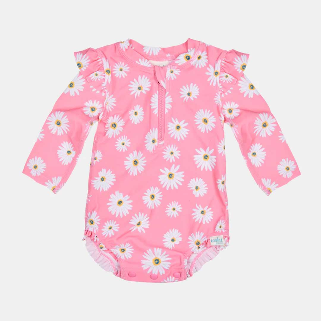 Swim Onesie LS Ripple | Daisy Watermelon