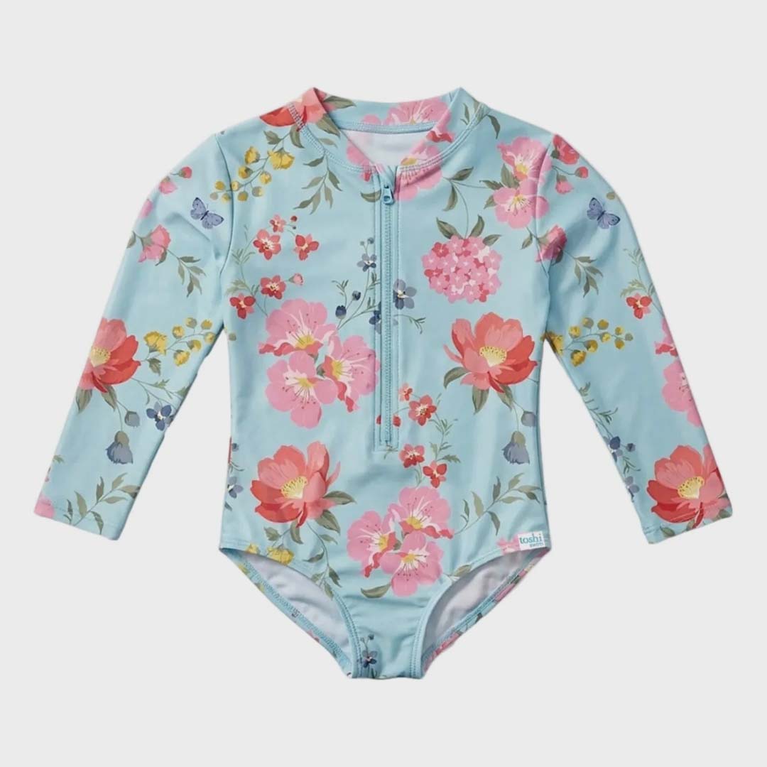 Twinkle Swim Onesie L/S | Aqua Garden