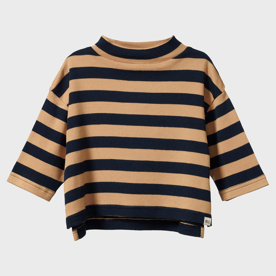 Turtle Neck | Navy Camel Stripe