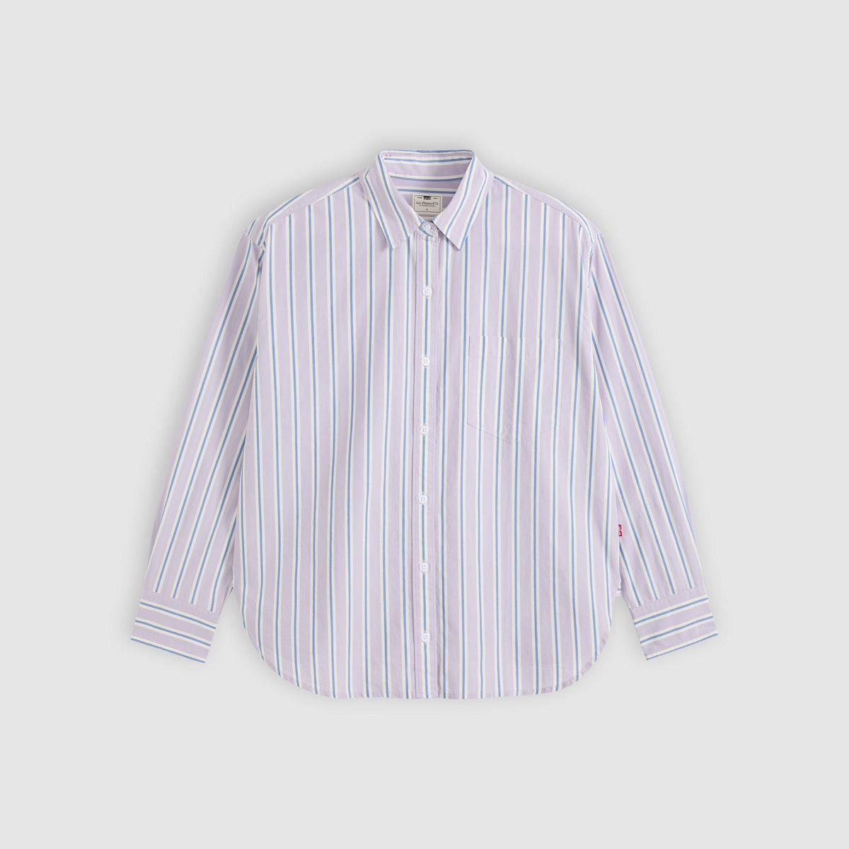 Harlie Boyfriend Shirt | Costanza Stripe Wisteria — unobstructed product-only