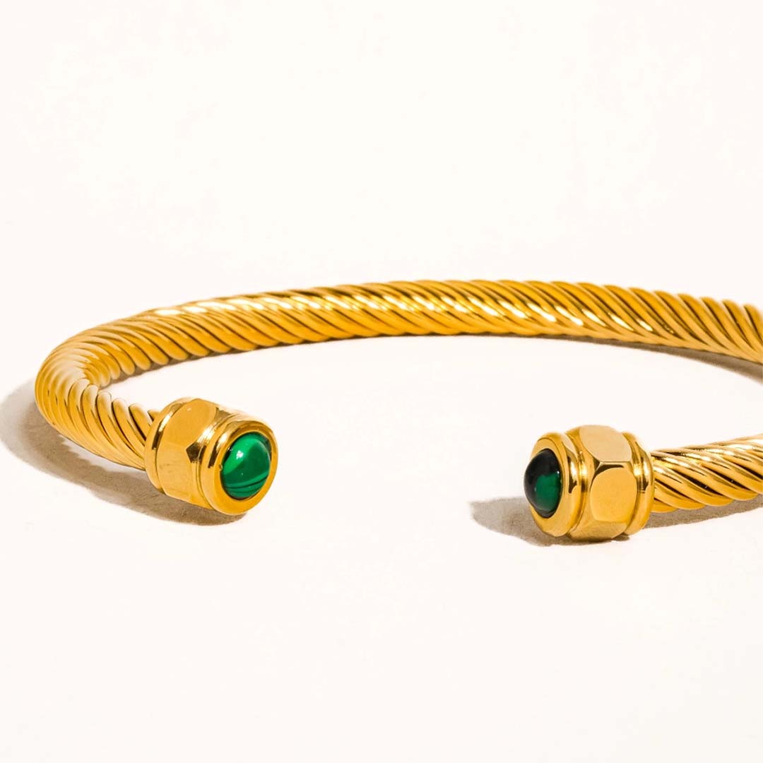 Vail Stone Bangle | Gold Green