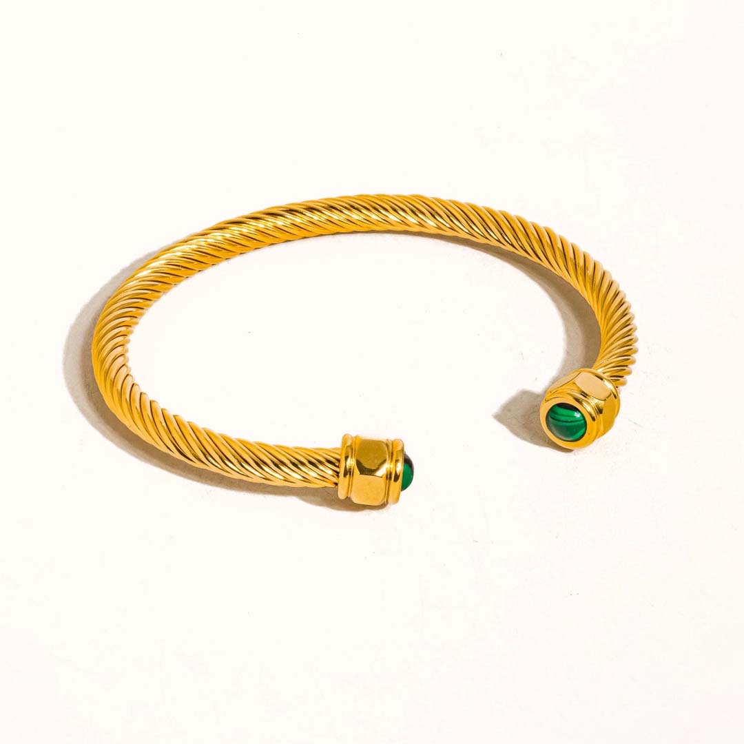 Vail Stone Bangle | Gold Green
