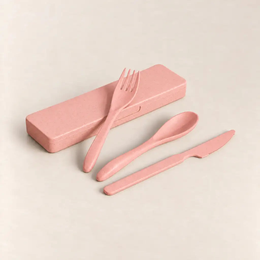 Wheat Straw Cutlery Set | Peach Sorbet