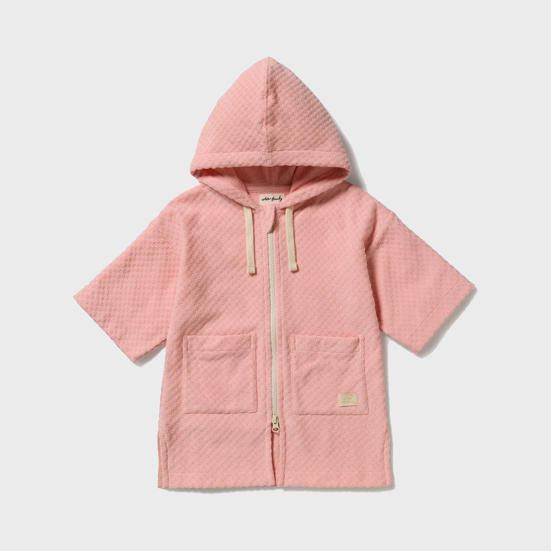 Petal Pink Check Organic Terry Hooded Towel product view