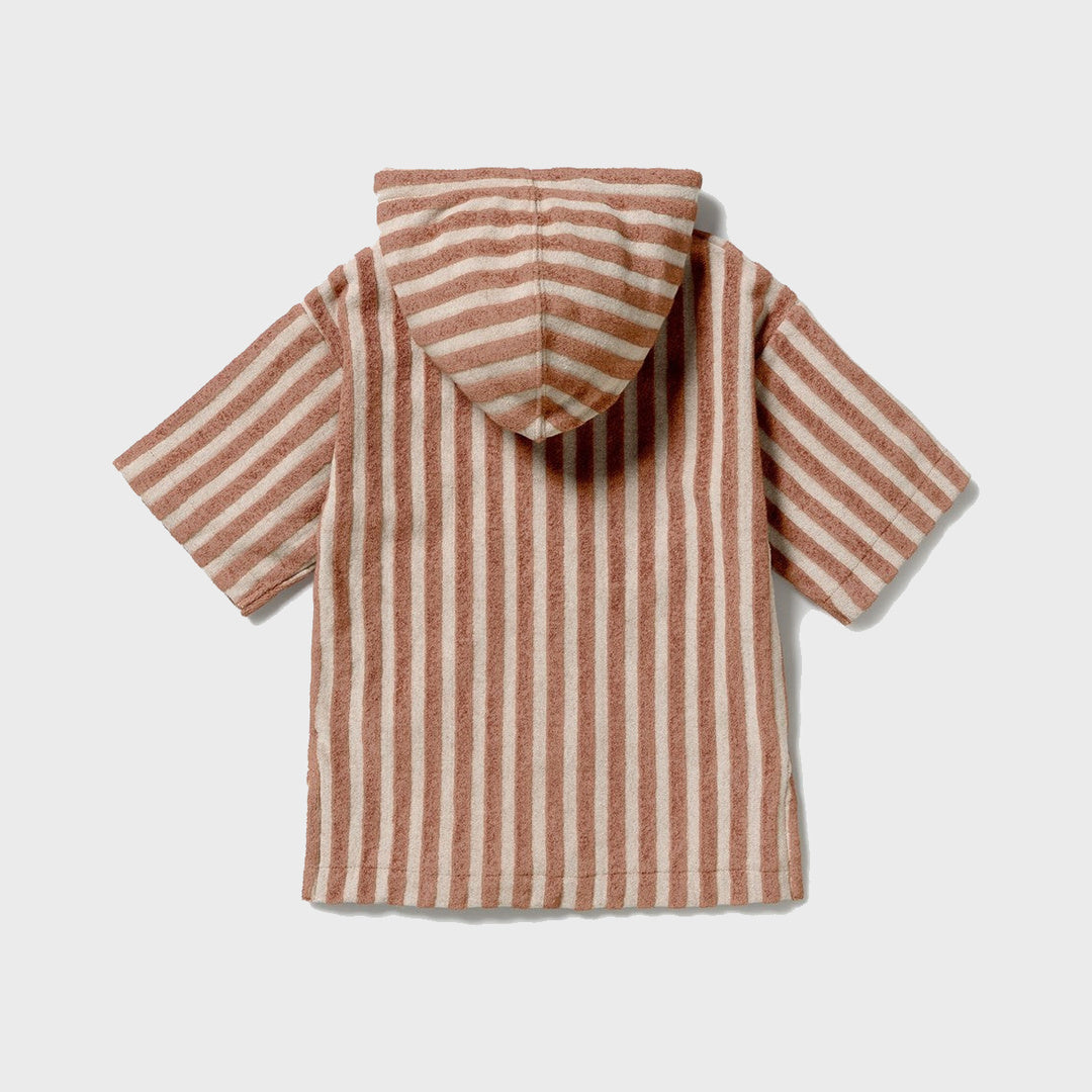 Alternate view of Cherry Cola Stripe Organic Terry Hooded Towel