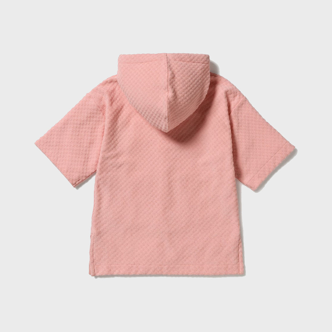 Alternate view of Petal Pink Check Organic Terry Hooded Towel