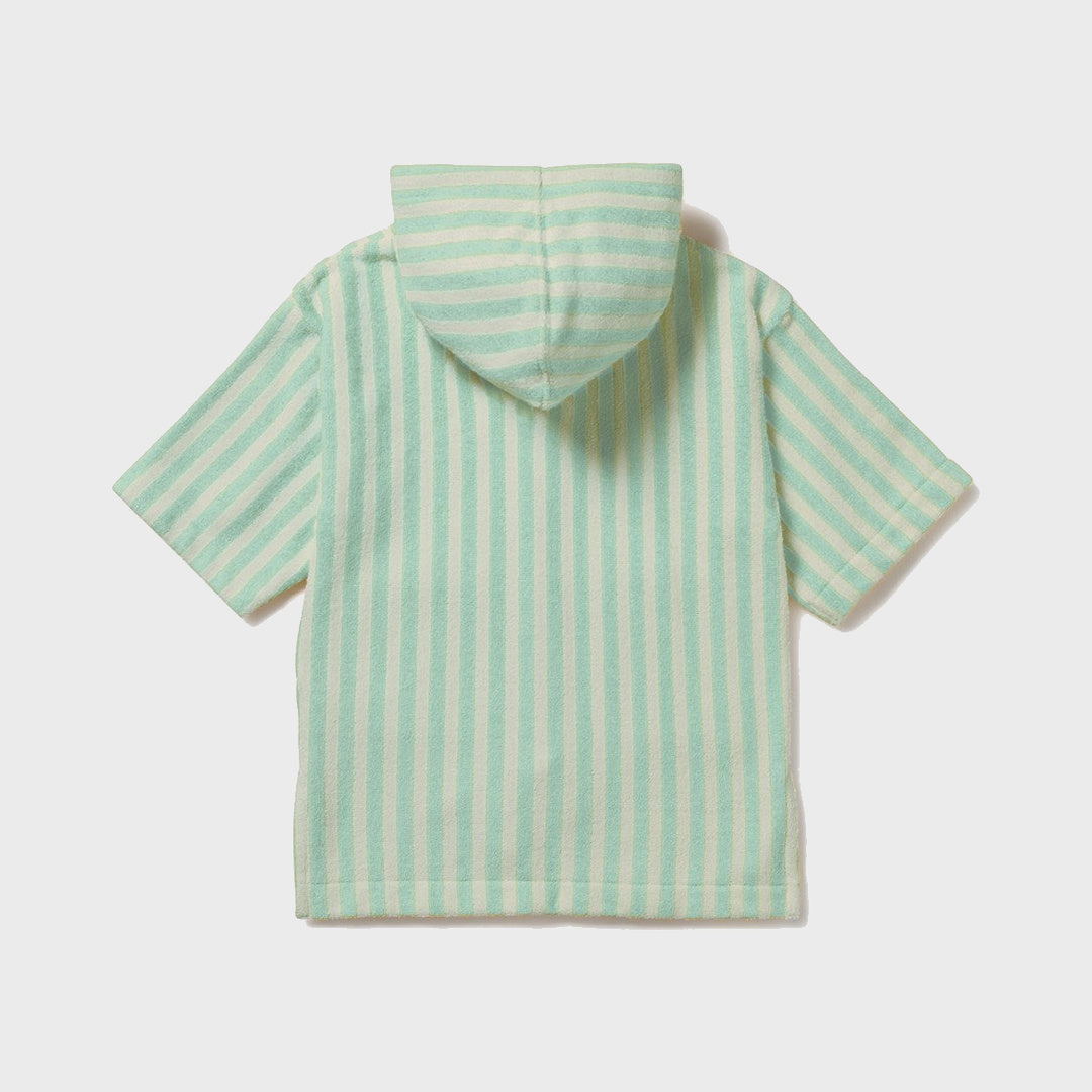 Seafoam Stripe Organic Terry Hooded Towel detail view 2