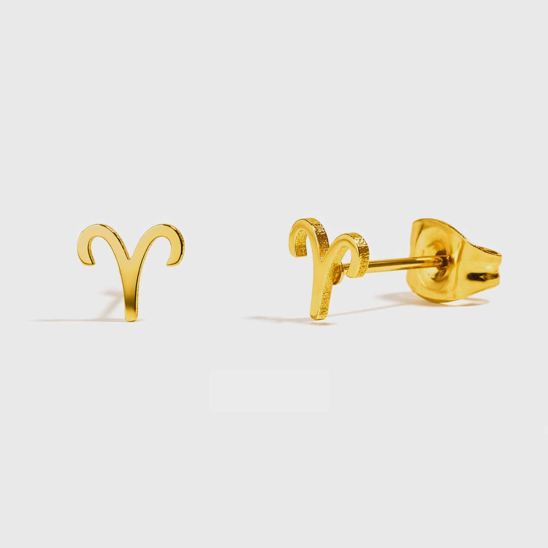 Zodiac Stud Earrings | Gold Aries