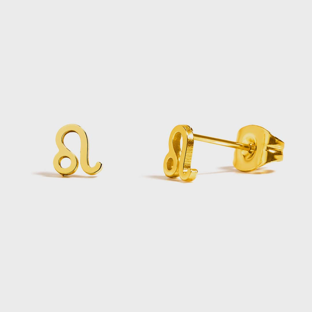 Zodiac Stud Earrings | Gold Leo