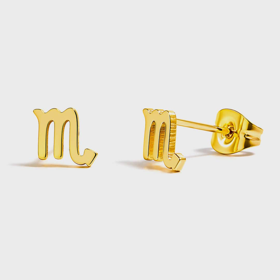 Zodiac Stud Earrings | Gold Scorpio