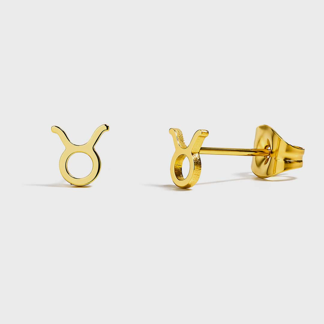 Zodiac Stud Earrings | Gold Taurus