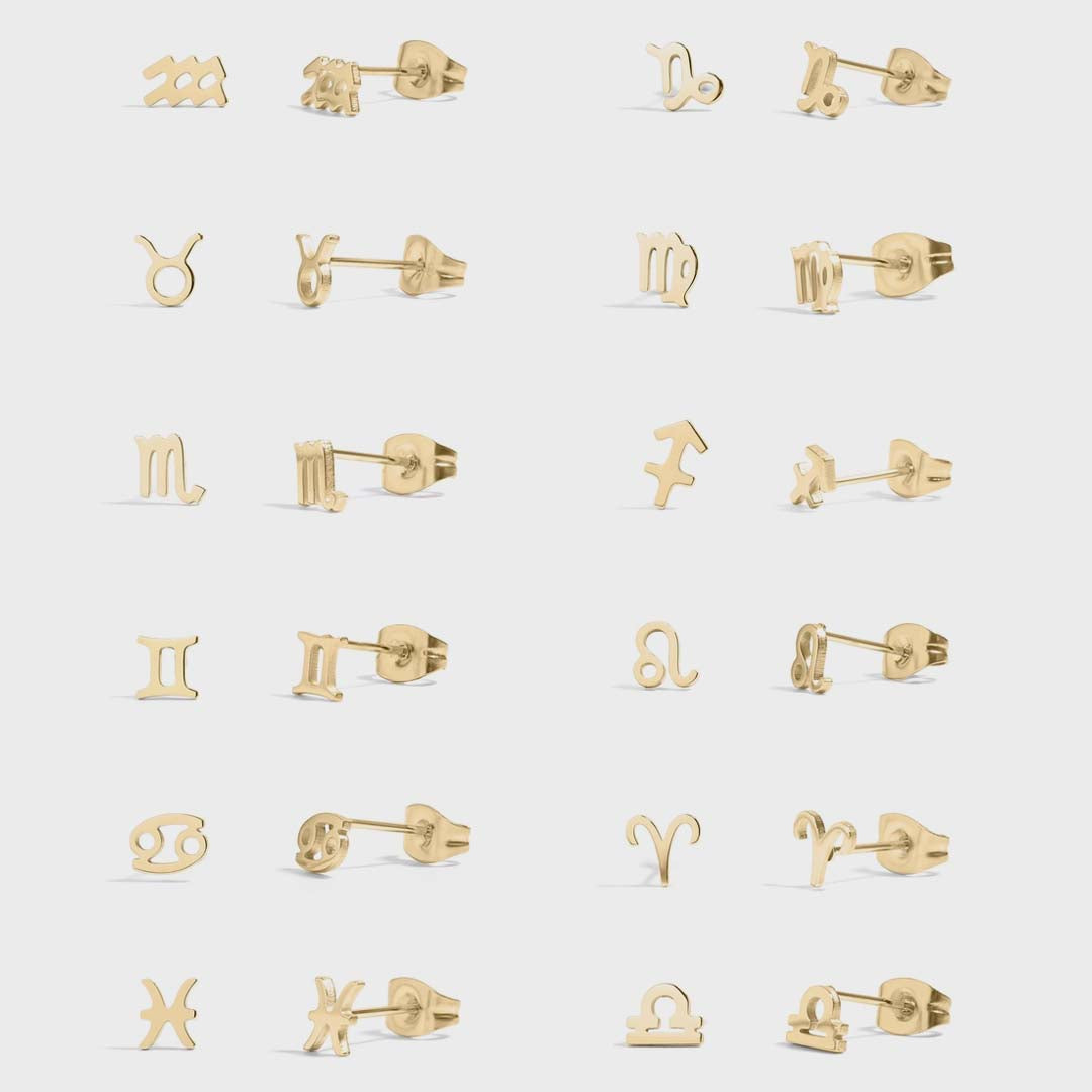 Zodiac Stud Earrings | Gold Cancer