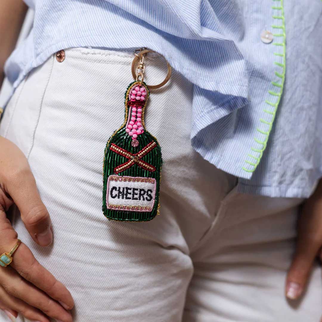 Champagne Beaded Keychain | Cheers