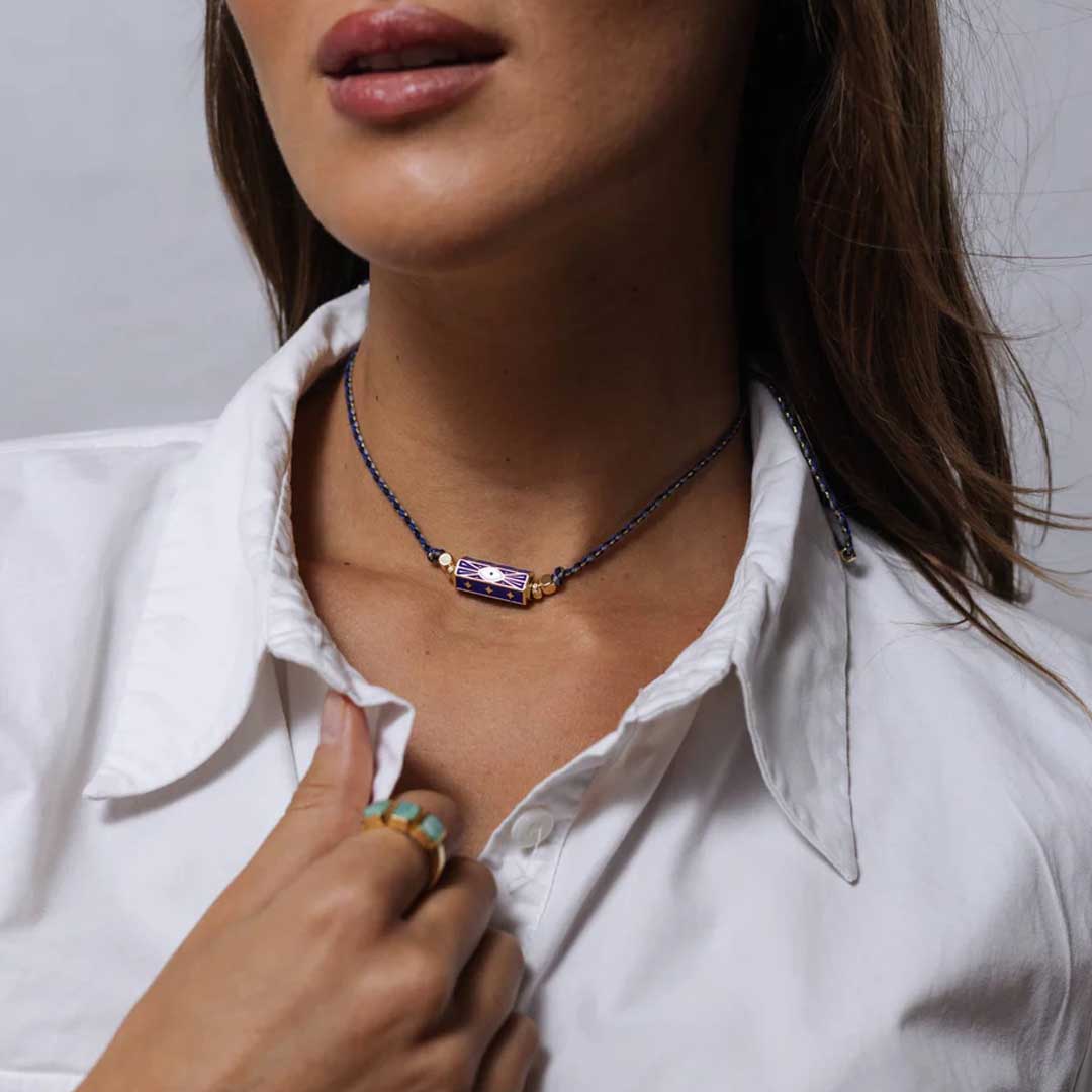 Cord Necklace | Eye Blue