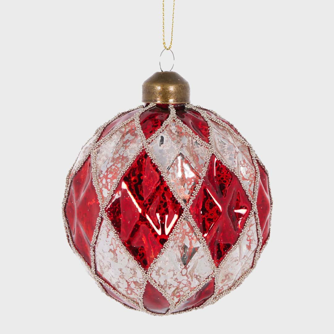 DIAMOND BAUBLE | RED & WHITE