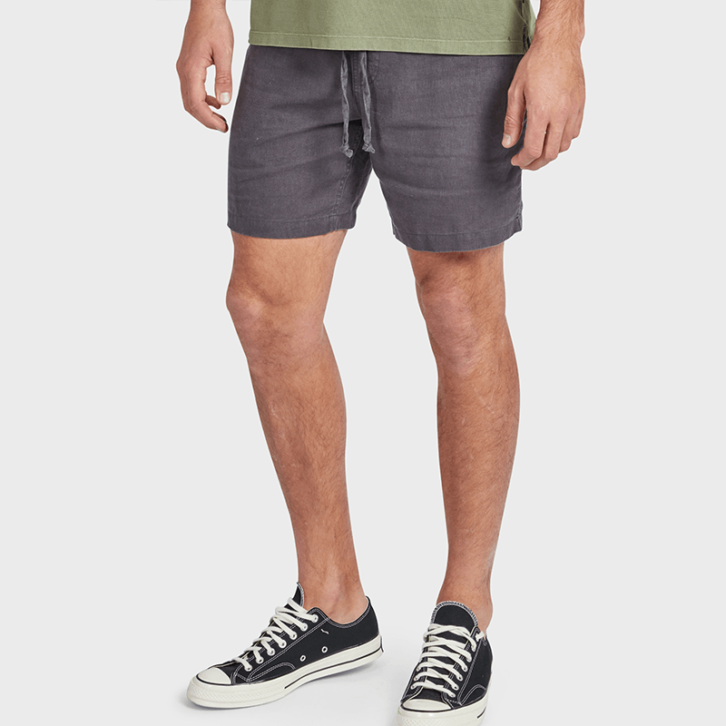 RIVIERA LINEN SHORT - CHARCOAL