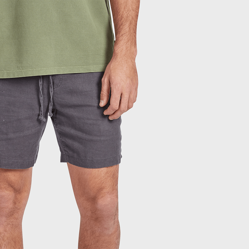 RIVIERA LINEN SHORT - CHARCOAL