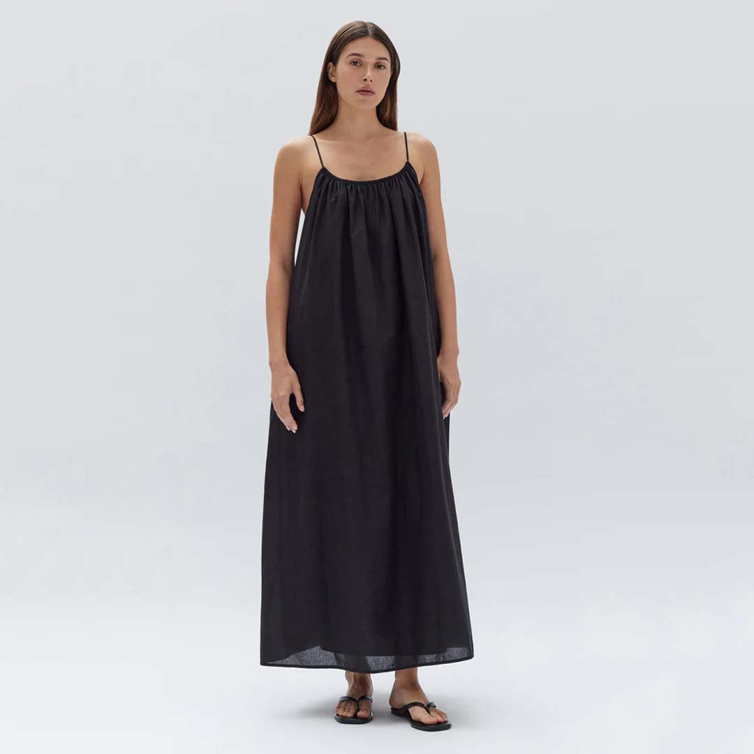 ROSELLA COTTON VOILE MAXI DRESS | BLACK