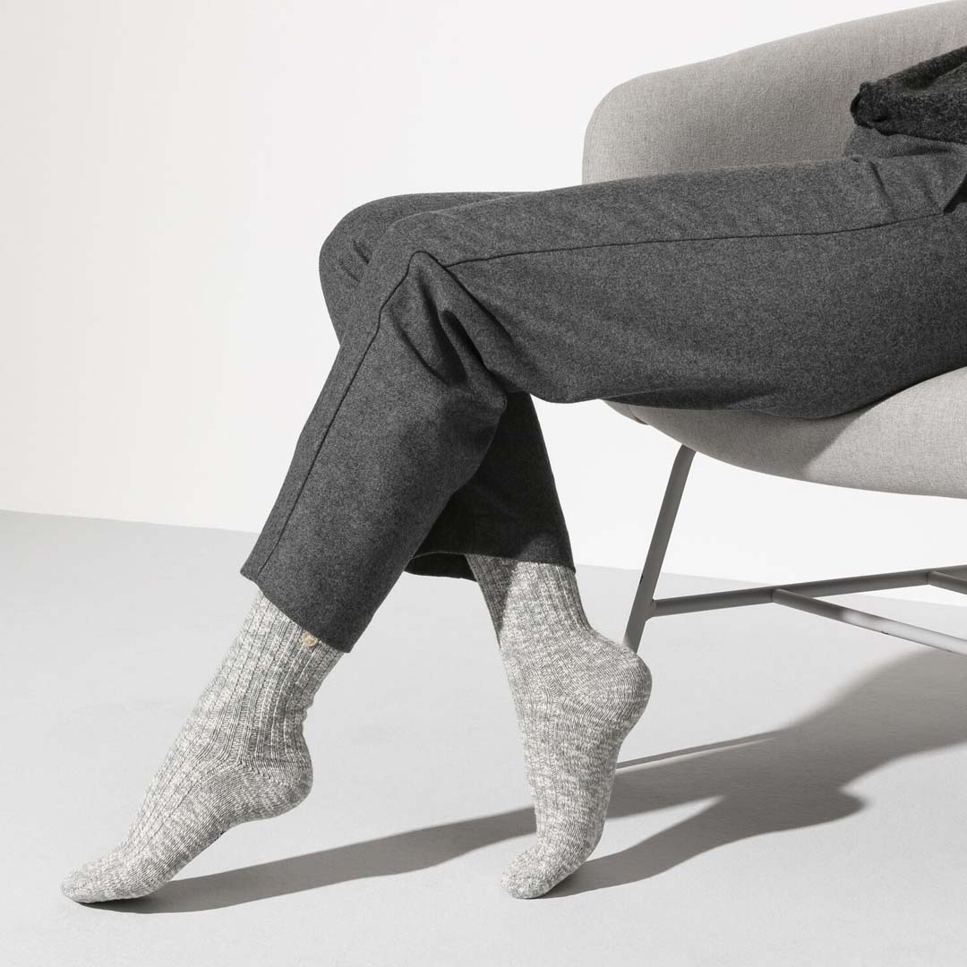 Cotton Slub Sock | Grey White