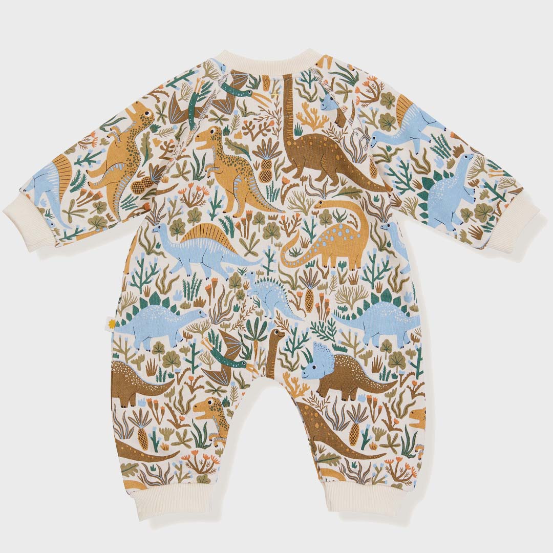 DINO ROAR TERRY RELAXED ROMPER - BLUE