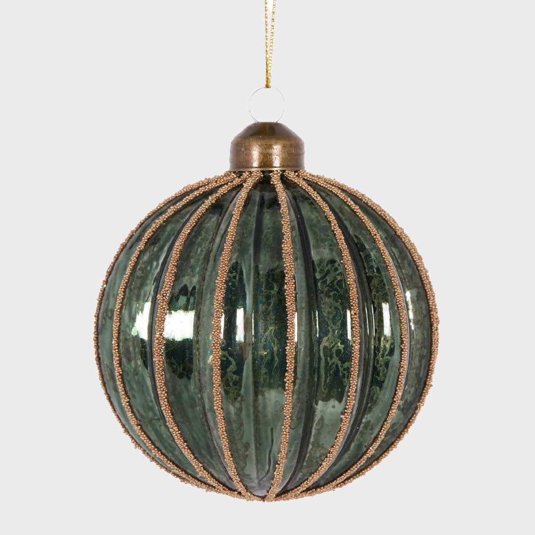 GLITTER RIBBED BAUBLE | EMERALD