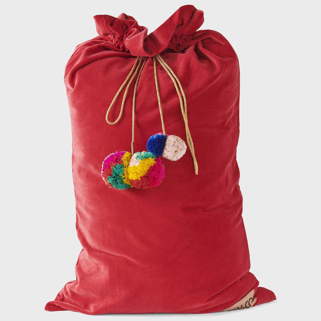 VELVET SANTA SACK | RED