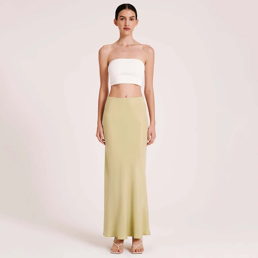 INES CUPRO SKIRT | LIME