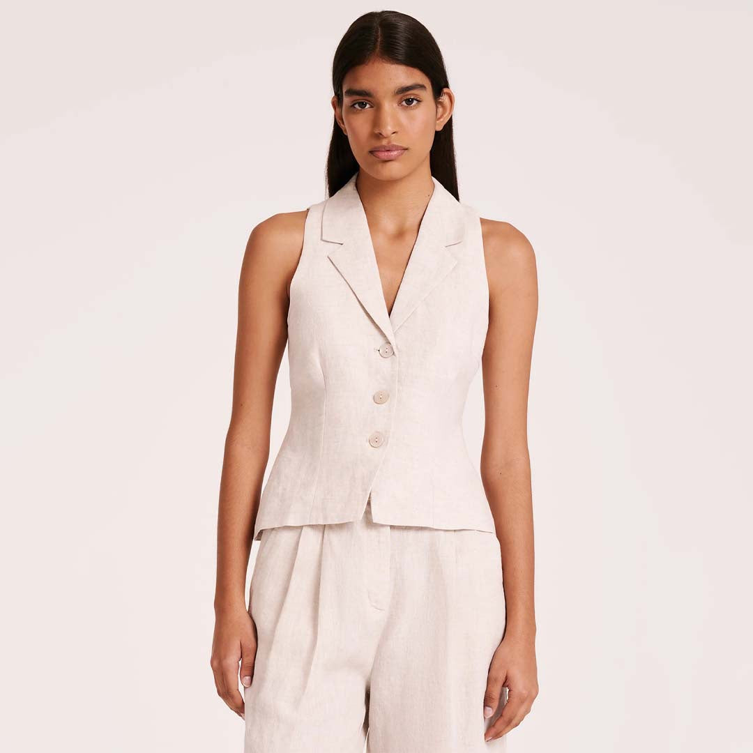THILDA LINEN VEST | NATURAL