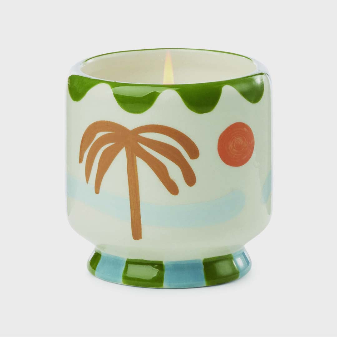 ADOPO 8oz PALM TREE CERAMIC CANDLE | LUSH PALMS