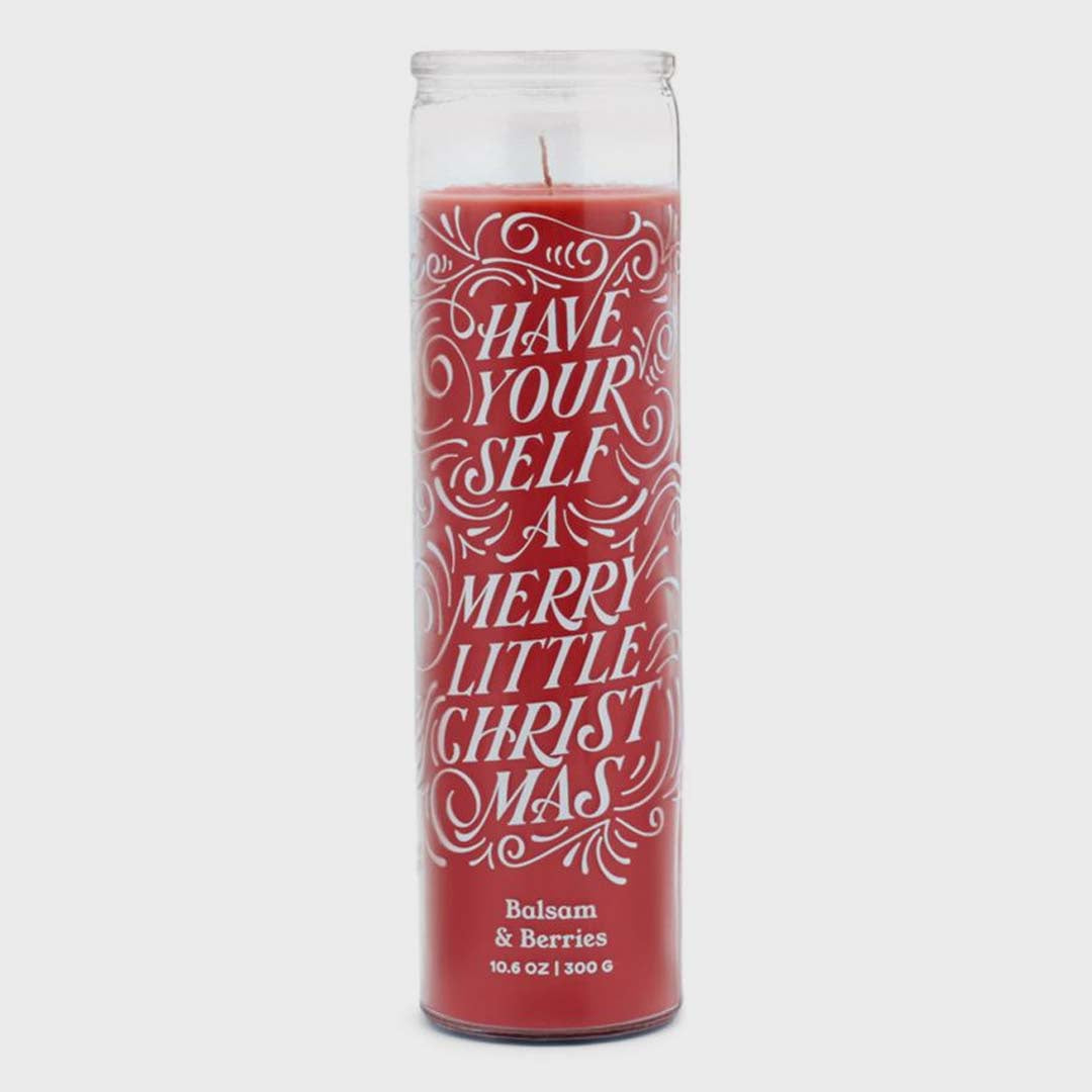 GLASS CANDLE - A MERRY LITTLE CHRISTMAS