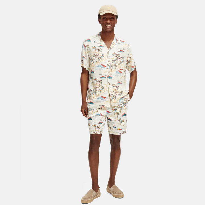 PRINTED CAMP SHIRT | WHITE